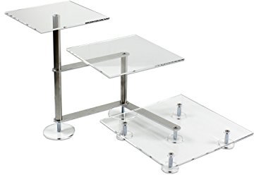 Alzata per torte in acrilico a 3 ripiani, per matrimonio, in plexiglas, rettangolare