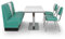 möbelland24 American Diner Sitzgruppe: Sitzbank V 120cm + Diner Tisch + 2X Retro Stuhl türkis