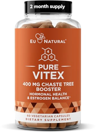 Vitex Pure 400 Mg Chasteberry - Natural PMS Support, Balance Hormones, Regulate Cycle, Promote Skin Health - Full-Spectrum & Standardized - 60 Vegan Soft Capsules