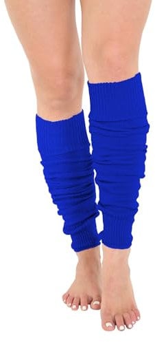 Crazy Chick® Deluxe Luxurious Ladies 80's Plain Ribbed Leg Warmers Legwarmers 12 Color TU TU (Royal Blue)