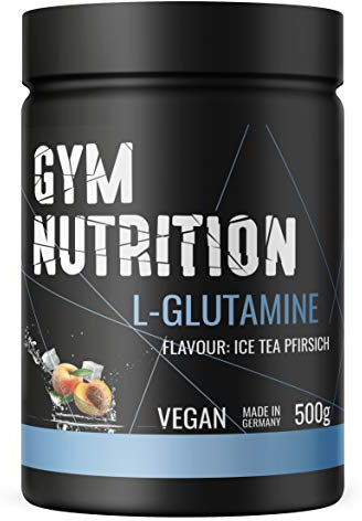 500g Ultrareines L-Glutamin Pulver extra hochdosiert - Glutamin Pulver - Laborgeprüft und vegan – Made in Germany - Eistee Peach Geschmack