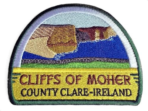 Cliffs of Moher County Clare Irland Patch (8,9 cm) bestickter Aufnäher zum Aufbügeln oder Aufnähen, Reise, Europa, Souvenir, Eire, DIY-Geschenk-Patches