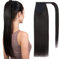 TESS Pferdeschwanz Haarteil Echthaar 50 cm 95g Lang Glatt Gewickelt Ponytail Extension Echthaar Wrap around für Frauen (50 cm-#1B naturschwarz)