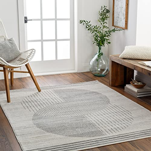 Livabliss Mombasa Geometric Rug - Scandi Area Rugs Living Room 160x216 cm, Dining, Kitchen - Neutral, Abstract Patterned Rugs, Boho Style, Easy Care Pile - Large Rug, Beige and Light Grey