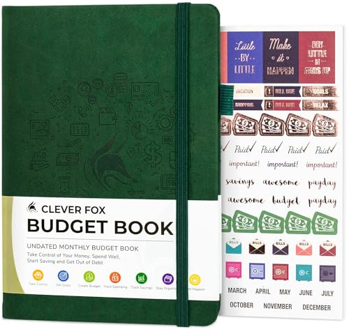 Clever Fox Budget Book – Financial Planner Organizer & Expense Tracker. Money Planner Account Notebook for Monthly Budgeting. Compact (Moss Green)