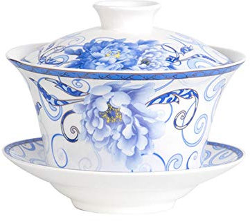 Liang baobao Traditionelles Gaiwan-Teeservice mit Deckel und Untertasse, Gongfu-Teetasse, Porzellan, 284 ml
