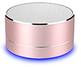 Enceinte Metal Bluetooth pour IPHONE 11 Smartphone Port USB Carte TF Auxiliaire Haut Parleur Micro Mini (Rose)