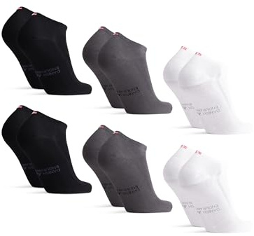 DANISH ENDURANCE Fantasmini Uomo in Bambù, 6 Paia, Multicolore (2 x Nero, 2 x Bianco, 2 x Grigio), 43-47