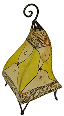 Treasures Of Morocco Henna Lamps & Sconces Moroccan Hand Made Leather lamp Henna Tattoo African Yellow Beige