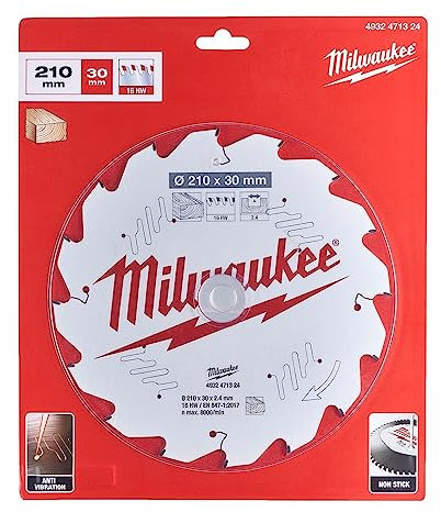 Tischsägeblatt MILWAUKEE 16 Zähne 2,4x210mm 4932471324