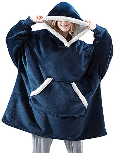 mebiusyhc Oversized Hoodie Sweatshirt, Original Blanket Sweatshirt, Super Soft Cozy Warm Comfortable Giant Hoodie, Huge Sweatshirt for Women, Girls, Adults, Men, Boys Blue