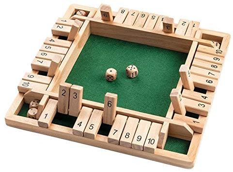 Scucs Jeu de plateau en bois, 4 joueurs Shut The Box - Jeu de dés mathématiques traditionnels - Pub Board - Voyage - 4 joueurs - Great Family - Vacances - Jeu divertissant