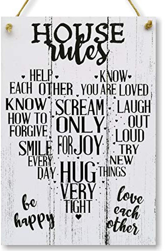 CARISPIBET House Rules | Panneau de décoration d'intérieur pour cuisine, salon, décoration murale, 30,5 x 20,3 cm
