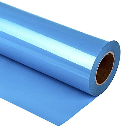 HIKENRI Heat Transfer Vinyl Bundle 12 x 10' Feet Rolls, HTV for Silhouette Cameo Easy to Cut & Weed, DIY Heat Press Design for T-Shirt, Clothes, Hats and Other Textiles （Sky Blue