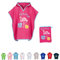 Stickling SET Kinder Badetuch Poncho und Waschhandschuh Waschlappen bestickt | personalisiert mit Namen | Baby Kapuze Bademantel | Robe | Baumwolle (pinker Flamingo L)