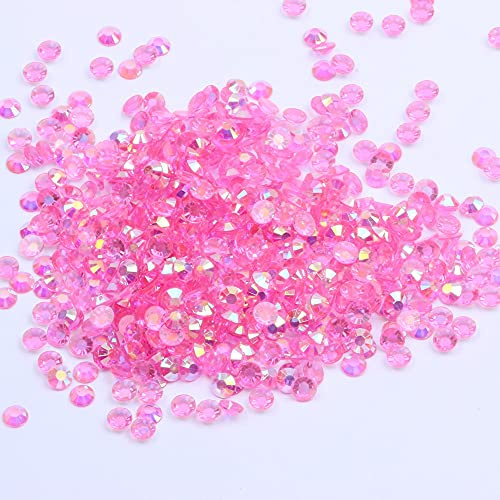 MajorCrafts 500pcs 6.5mm ss30 Transparent AB Flat Back Round 14 Facets Resin Rhinestones Arts and Crafts Embellishment Gems (Clear Rose Pink AB T18)