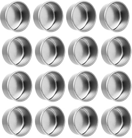 Beaupretty Tanina Rotonda Tazze di Tè 20Pcs in Alluminio Lampade da Tè in Alluminio Lettini Vuoti Contenitore di Candela Tazze di Candela in Metallo Porta Candeliere Tazza Argento Natale
