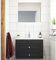 Lomadox Badezimmer Waschplatz anthrazit Seidenglanz Landhausstil 70 cm breit mit LED Spiegel und Waschbecken, B/H/T: ca. 70/51/36 cm