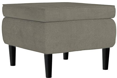 vidaXL Tabouret avec Pieds en Bois Siège Pouf Repose-Pied Tabouret de Canapé Salon Salle de Séjour Chambre à Coucher Intérieur Gris Clair Velours
