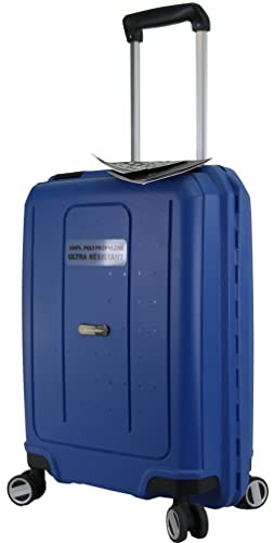 METZELDER Valise Rigide Cabine CLICKER Coque Incassable 100% Polypropylène, Fermeture multipoints, Trolley extérieur Garantie 3 Ans (Bleu (Blue) Jean, S - Small - 38L - 55x38x20cm - 3,2kg)
