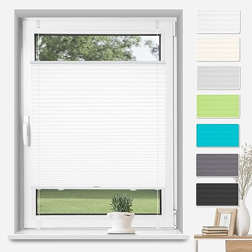 TFSKY Plissee Klemmfix ohne Bohren Weiß B75 x H130 cm, Plisseerollo Jalousie Lichtdurchlässig Faltrollo Easyfix Sonnenschutz und Sichtschutz für Fenster & Tür