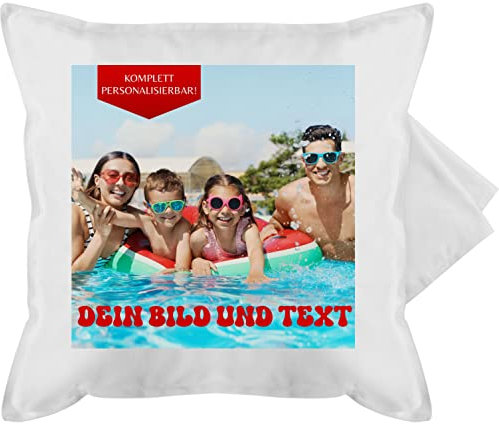 Kissenbezug - Geschenk mit eigenem Foto und Text personalisiert I Eigenes Bild I Custom Photo Text - 50 x 50 cm - Weiß - Kissen zum selbst Bedrucken kissenbezüge selber gestalten personalisiertes