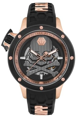 Philipp Plein Herren Analog Automatik Uhr mit Silikon Armband PWUAA0623