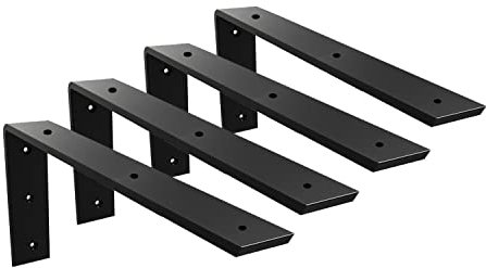 Arbeitsplattenstütze, 4 Stück, 40,6 cm, strapazierfähig, 0,95 cm dick, schwarzer Granit, 40,6 x 15,2 x 6,3 cm, Regal-L-Halterung, Kamin-Korbels für Quarz/Granit/Holz/Beton/Laminat-Arbeitsplatten