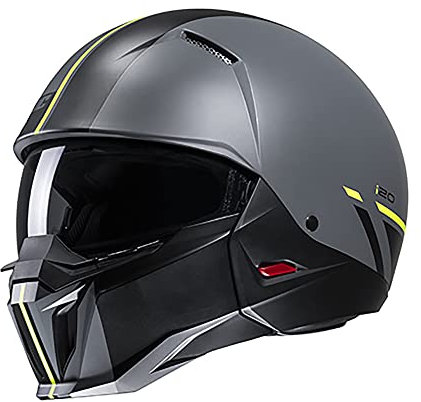 Open Face Motorbike Helmet HJC I20 Batol Classic Half Face Motorcycle Helmet ECE 22.06 Approved, Detachable Mask and Sun Visor (Yellow,M)