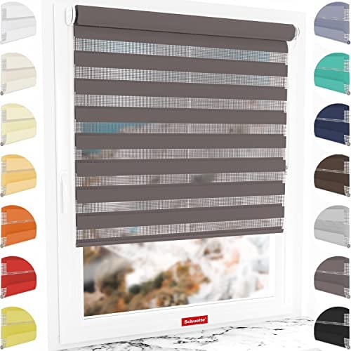 Schuette® Rollo ohne Bohren & mit Bohren 2in1 ● Tag & Nacht Doppelrollo Kollektion: Grey Lead (Grau) ● 55 x 130 cm (Breite x Höhe) ● Suprafix Klemmrollo = Klemmfix 2.0 ● 60s Montage mit Video