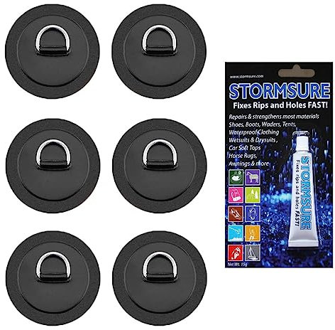 BRUNELLI D-Ring PAD Set SUP Board Kajaksitz Befestigung 6X Patch inkl 15g Kleber