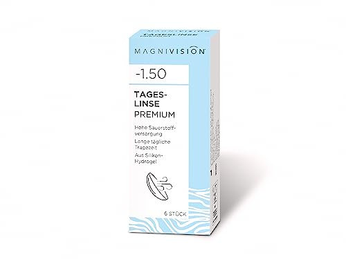 MAGNIVISION Tageslinsen Premium weiche Kontaktlinsen für -3,75 dpt. | 6 Stück | BC 8.6 | DIA 14.2 | mit Silikon-Hydrogel-Material & UV-Filter für lange Tragezeiten | ohne Konservierungsstoffe