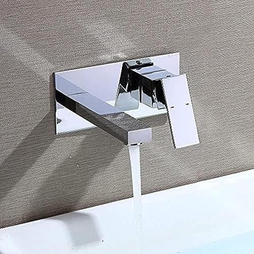 Wasserhahn Badezimmer, Wandmontage, Badezimmerarmatur, verdeckte Wandarmatur, 2-Loch-Waschtischarmatur, Wandarmatur für Badezimmer heiß und kalt, für Badezimmer-Waschtisch oder Badewanne, Chrom