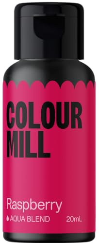Colour Mill Aqua Blend Lebensmittelfarbe Wasserbasis, Raspberry, 20 ml | Hochkonzentriert, Flüssigkeit, Leuchtende Farben, zum Färben von Royal Icing, Macarons, Baiser, Fondant, Gelees und Getränken