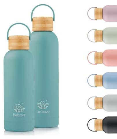 beloove® Trinkflasche Edelstahl 500ml – Für Kohlensäure geeignet, 100 % auslaufsicher, spülmaschinenfest, BPA-frei, Thermoflasche doppelwandig – hält 12h heiß & 24h kalt