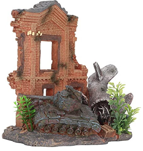 OKJHFD Aquarium-Dekorationen, Aquarium-Turm-Dekoration, Künstlicher Flugzeugabsturz, Aquarium-Dekoration aus Kunstharz Für Süßwasser- Und Meerwassertanks