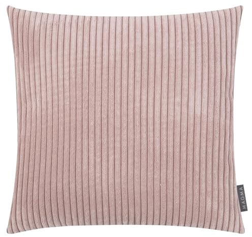 MAGMA Shara Kissenbezug 45x45 cm - Rose,- samtig weich kuschelig Cord Look, rechteckiger Kissenbezug, für Wohnzimmer, Schlafzimmer, Büro und Gästezimmer Waschbar
