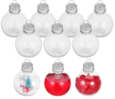 Operitacx 10 StüCk BefüLlbare Weihnachtskugeln, AufhäNgbar 100 Ml Lebensmittelecht Christbaumkugeln Zum BefüLlen FüR WeihnachtsbäUme Mit Dekorationen, GeträNken Usw