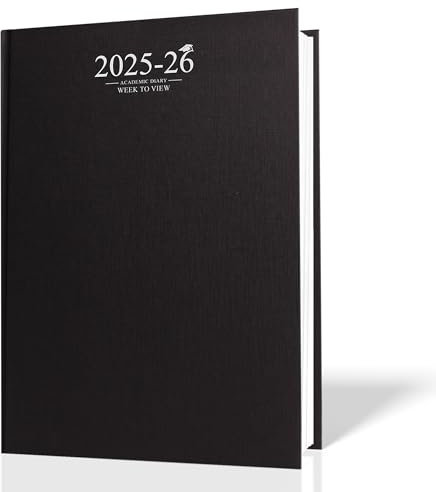 G4GADGET Schülerkalender 2025-2026, A5, Wochenansicht, schwarz, mit Einband, Schülerplaner