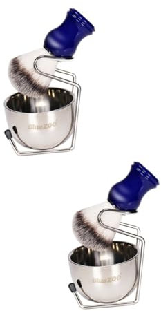 Healeved 2 Sätze Bartbürste mit Schale Herren Styling-Bartbürste barber neck haarentferner Schale für Rasierseife manuelle Rasierpinselschale rasier pinsel men care Bartreinigungsbürste