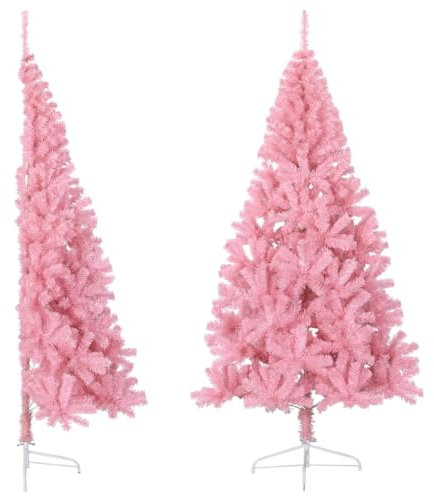 albero di natale artificiale con floccata 210 cm,Albero di Natale Artificiale a Metà con Supporto Rosa 210cm PVCAdatto per camera da letto, soggiorno, patio, Natale