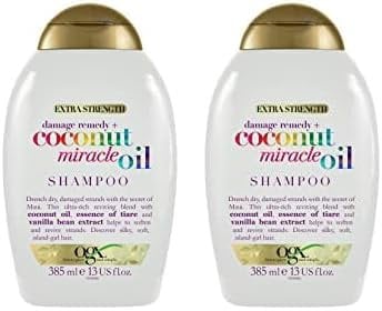 OGX Coconut Miracle Oil Shampoo for Damaged Hair, 385ml (Pack of 2)