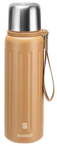 Vacuum Insulated Thermo Flasks with Cup 800ml/27oz Stainless Steel Thermo Bottles for Cold and Hot Drinks Water Coffee Flask with Cup (Orange,800ml)