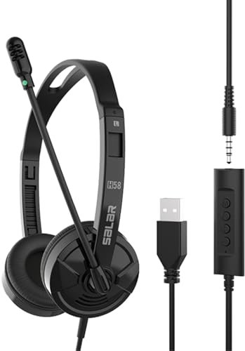 STFMHEZ 3.5mm USB Headset with Microphone Noise Cancelling & Audio Controls, Wired Stereo USB/3.5mm Computer Business Laptop Headphone Phone Headsets Earphone for Skype, Call Center, Office
