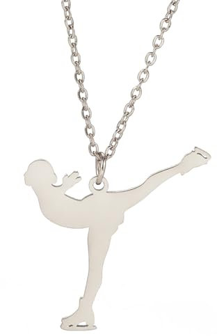 unift Eiskunstlauf-Halskette für Damen, Halskette mit Anhänger aus Edelstahl für Eiskunstlauf, inspirierender Schmuck für Schlittschuhliebhaber, Einheitsgröße, Edelstahl, Kein Edelstein