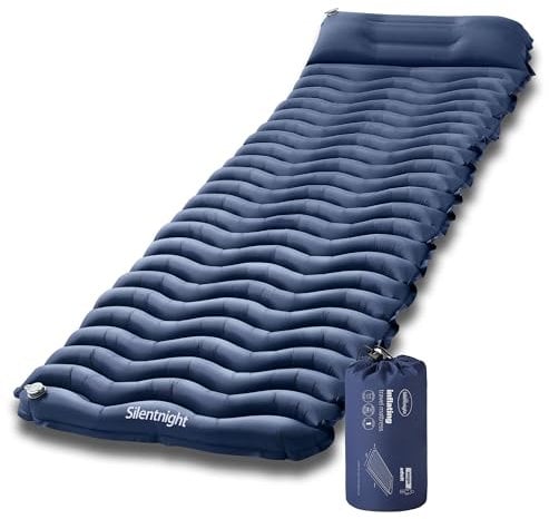 Silentnight Inflatable Camping Mat - Blow Up Easy Inflation Sleeping Mat for Hiking, Backpacking, Travel, Camping - Pressure Reliving Design Lightweight Water Resistant Sleeping Pad - 199x64x12cm