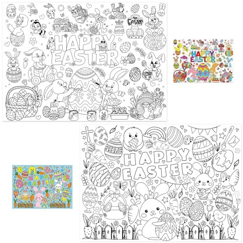 Tischdecke Ausmalen Ostern, 2 Stück Ausmaltischdecke Kinder, Tischdecke Bemalen Ostern, 110 x 80cm, Oster Tischdecke zum Ausmalen für Ostern, Osterparty