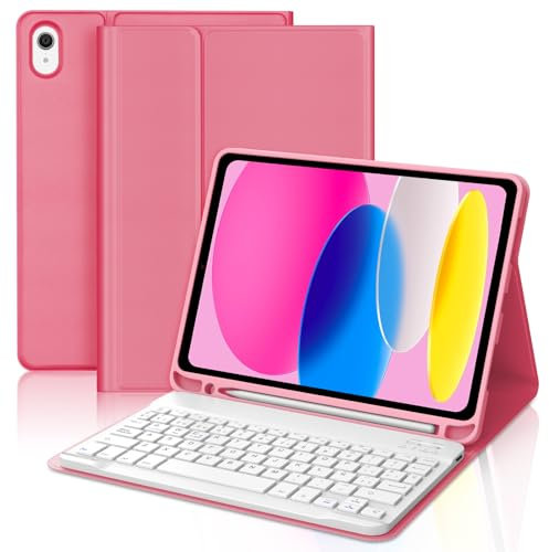 FOGARI Teclado para iPad A16 11 Generación 2025 11/10 Generación 10.9 2022, Funda iPad 11/10 Generacion con Español Ñ Teclado Bluetooth Magnético Desmontable para A16 11/10 Generacion, Rojo