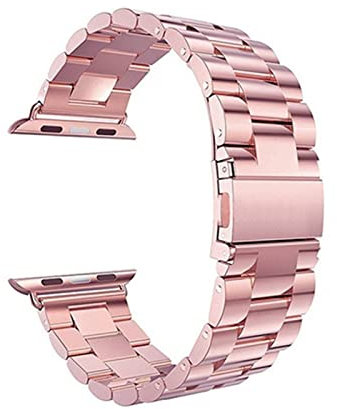 LPMPCZKZGF Correa de acero inoxidable Compatible for Apple Watch 7 SE 6 5 4 40mm 44mm 41mm banda de 45 mm Pulsera de enlace de metal compatible for iWatch 3 42mm 38mm Accesorios Watch strap(Rose pink,