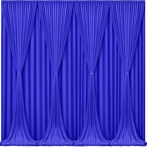 Royal Blue Backdrop Curtains 10 Panels - Wrinkle-Free Polyester Photography Drapes for Baby Shower & Birthday Party - 40 X 10FT